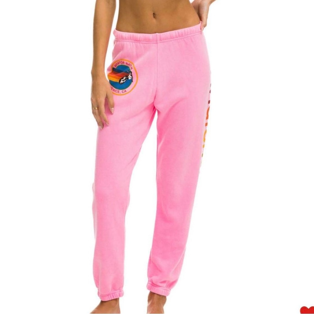 Aviator nation sweatpants neon pink with logo